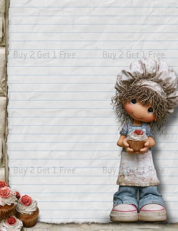 Sweet Denim Baking Girl Plain Papers