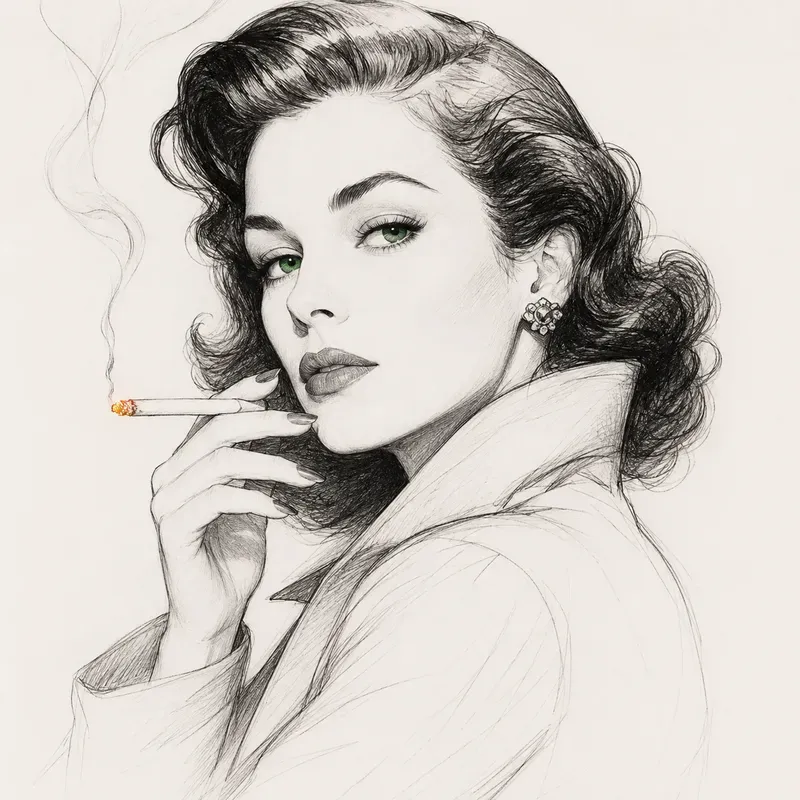 Vintage Line Art Color Pop Portraits