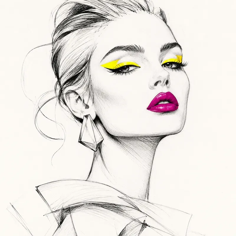 Vintage Line Art Color Pop Portraits