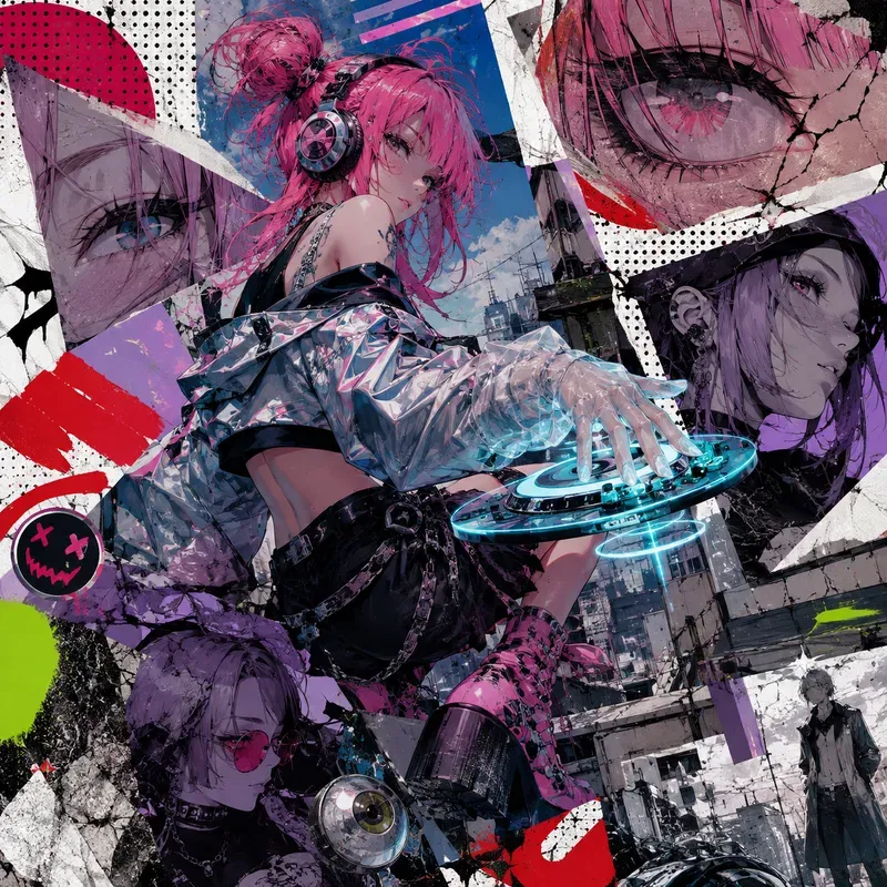 Anime Graffiti Collage Style