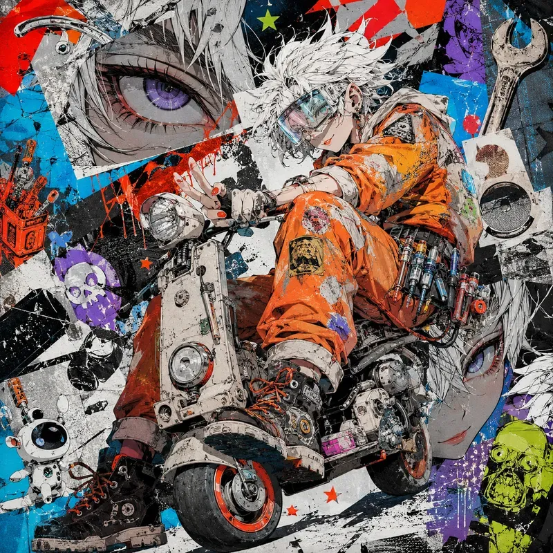 Anime Graffiti Collage Style