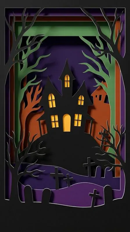 Paper Cut Halloween 3D Diorama Art