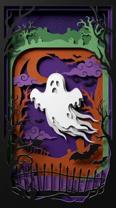 Paper Cut Halloween 3D Diorama Art
