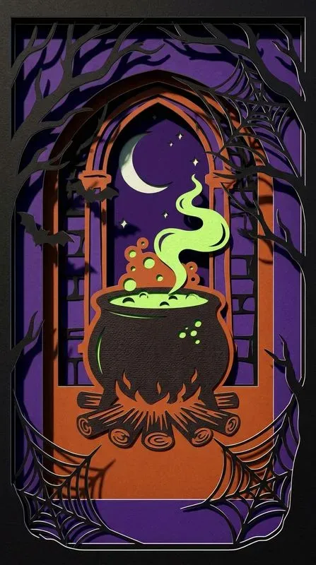 Paper Cut Halloween 3D Diorama Art