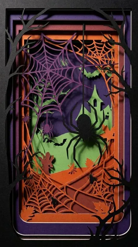 Paper Cut Halloween 3D Diorama Art
