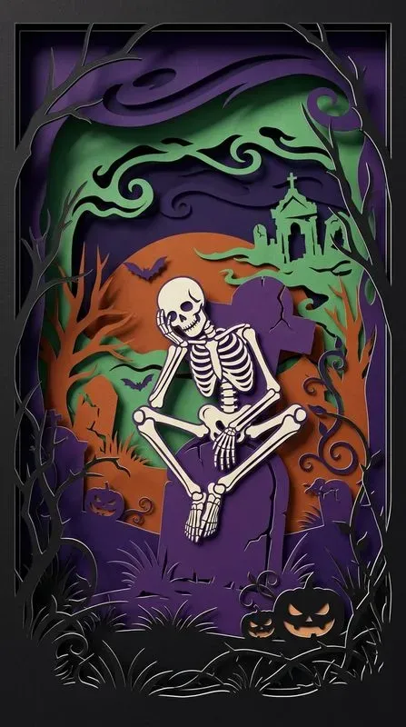 Paper Cut Halloween 3D Diorama Art