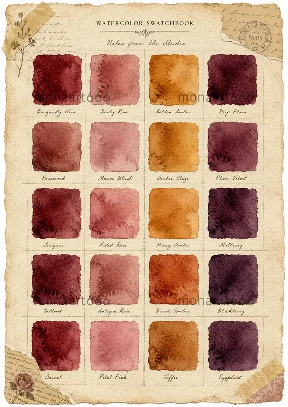 Watercolor Swatchbook Junk Journal Pages