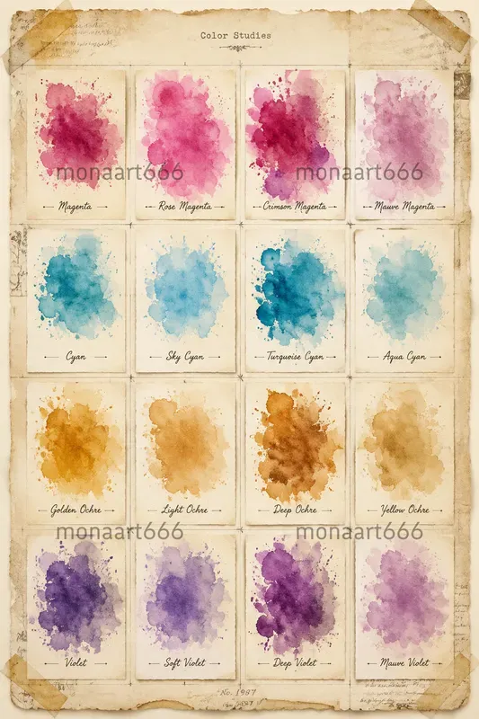 Watercolor Swatchbook Junk Journal Pages