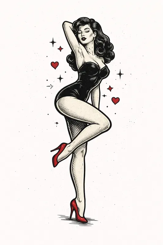 Vintage Tattoo Handdrawn Linework Art