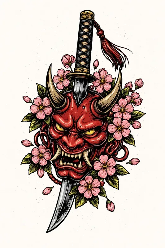 Vintage Tattoo Handdrawn Linework Art