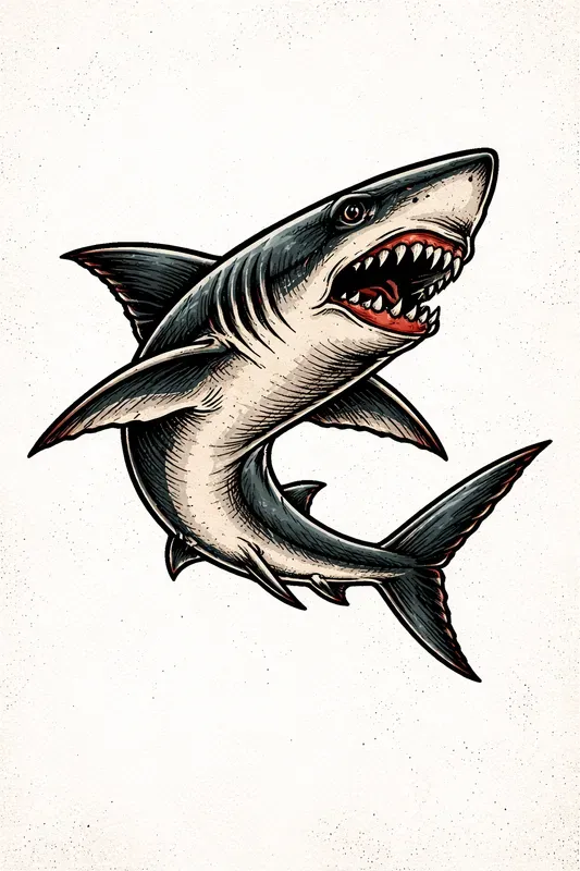 Vintage Tattoo Handdrawn Linework Art