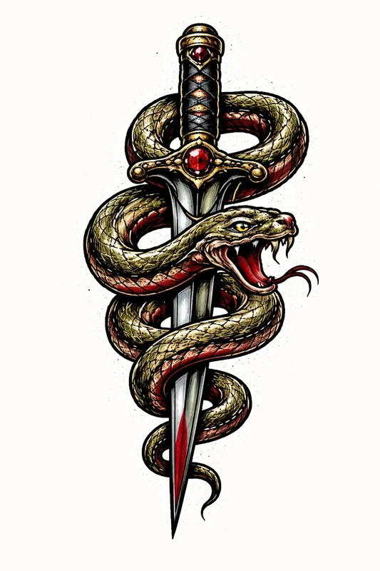 Vintage Tattoo Handdrawn Linework Art