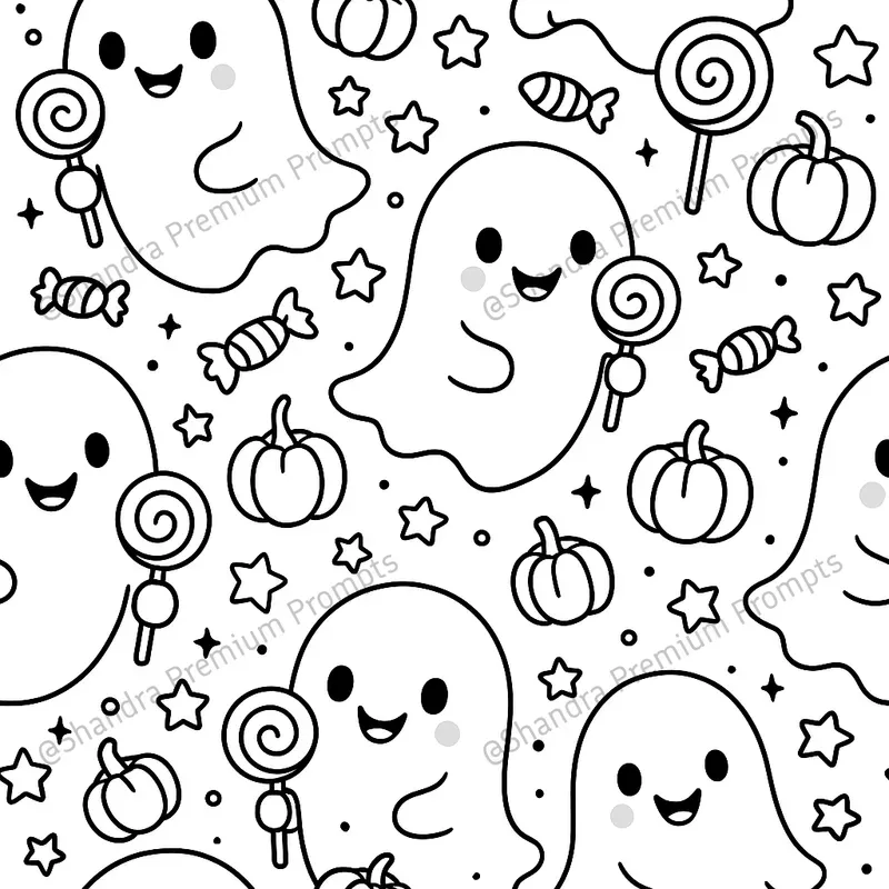Cute Pattern Halloween Coloring Book Art