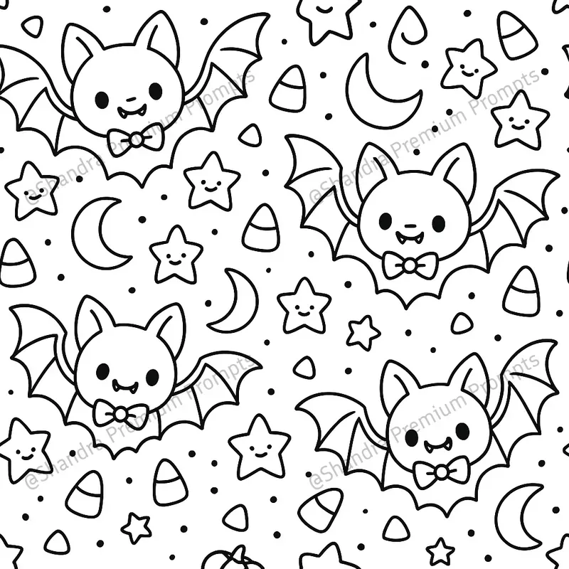 Cute Pattern Halloween Coloring Book Art