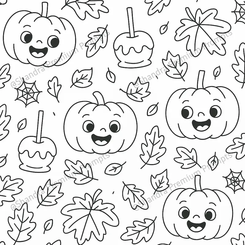 Cute Pattern Halloween Coloring Book Art