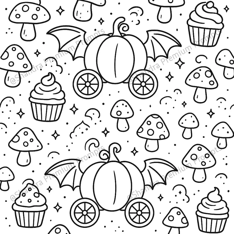 Cute Pattern Halloween Coloring Book Art