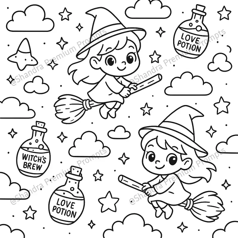 Cute Pattern Halloween Coloring Book Art