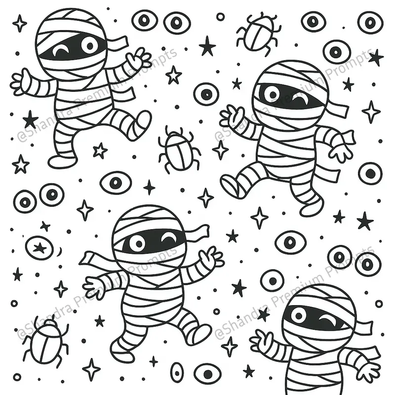 Cute Pattern Halloween Coloring Book Art