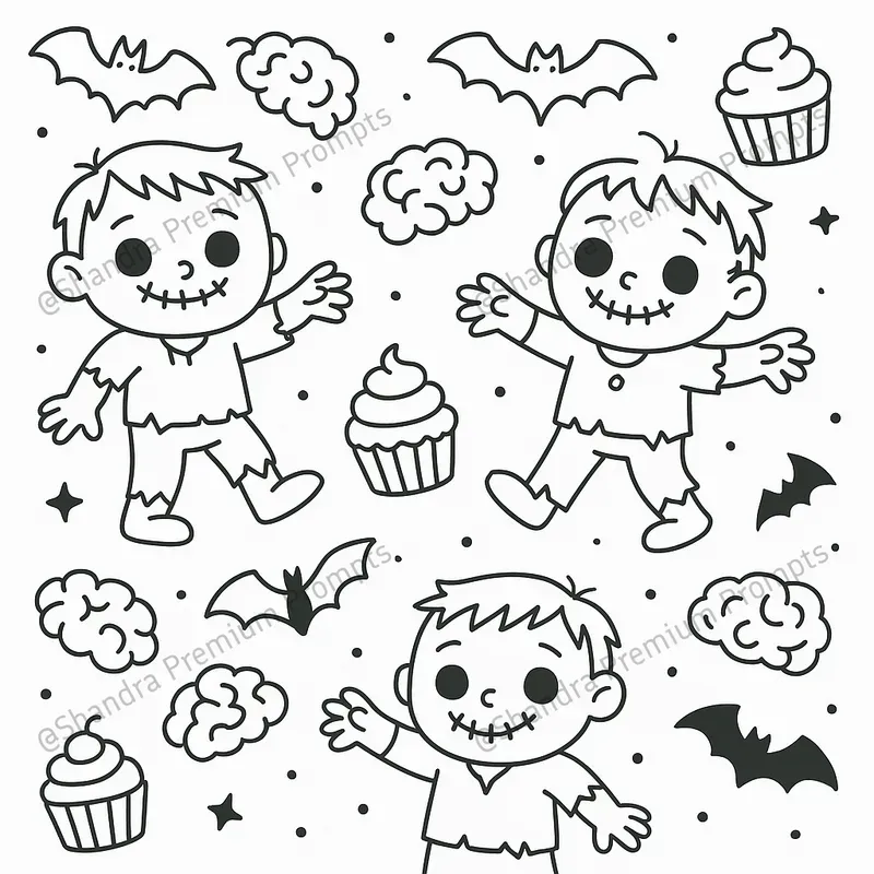 Cute Pattern Halloween Coloring Book Art