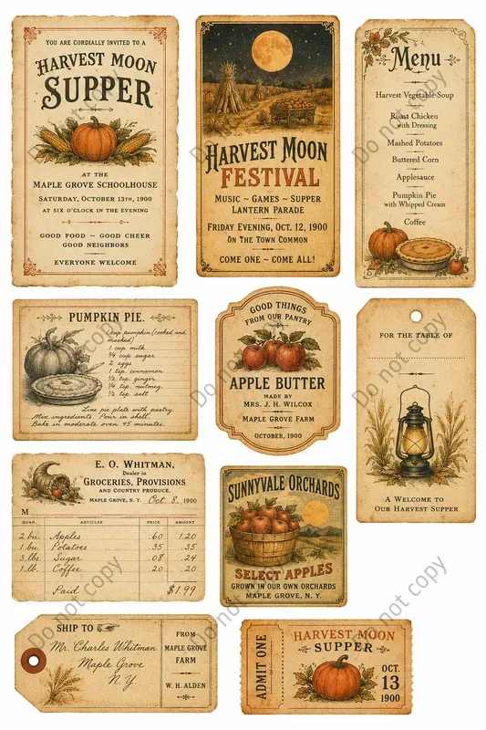 Autumn Harvest Ephemera Sheets