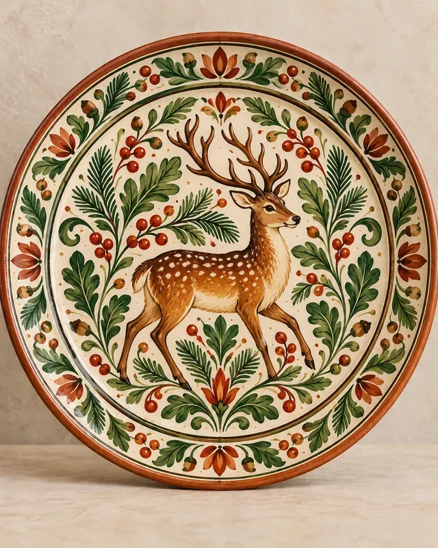 Folk Ceramic Pattern Plates