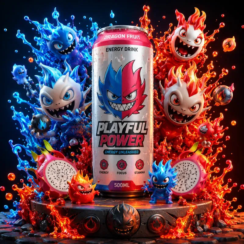 Chaotic 3D Mascot Product Packaging