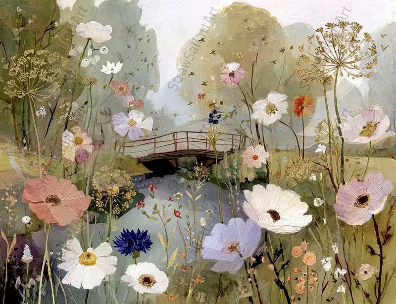 Boho Cottagecore Floral Wall Art Prints