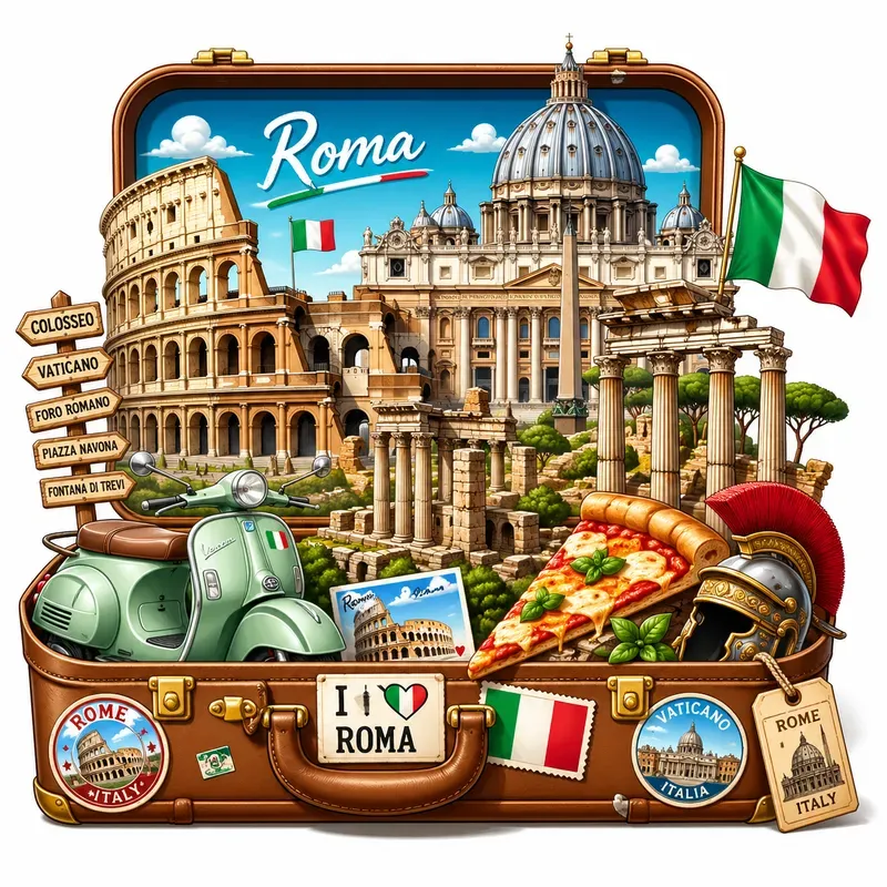 World Travel Suitcase Illustrations