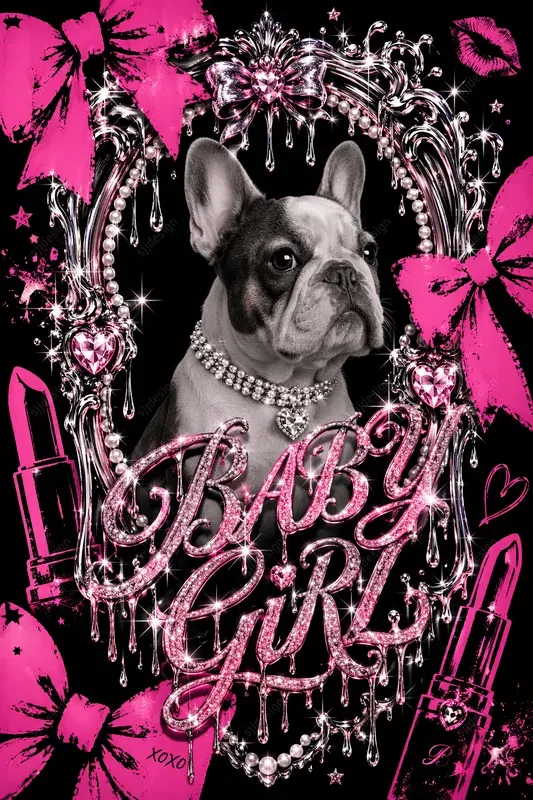 Y2k Chrome Glitter Pet Poster Art