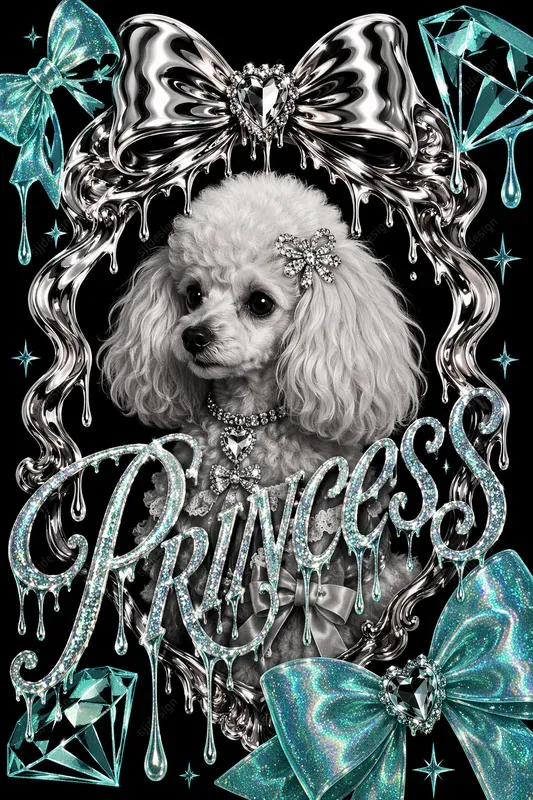 Y2k Chrome Glitter Pet Poster Art