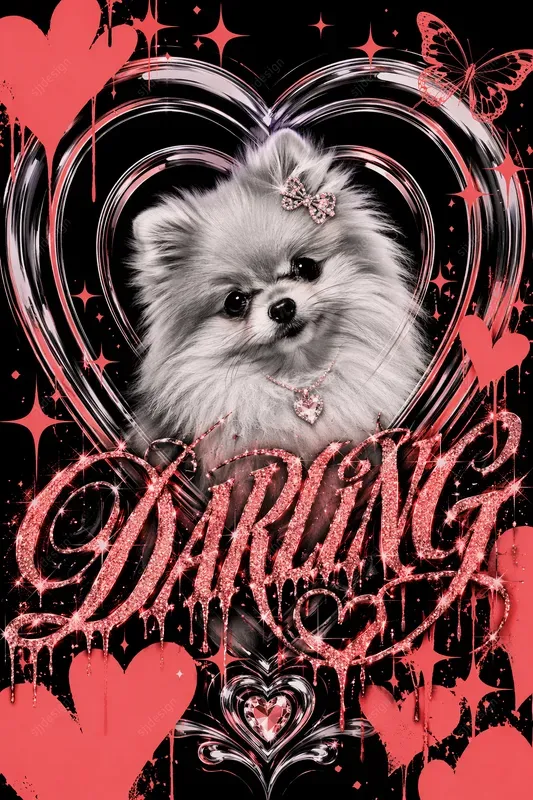 Y2k Chrome Glitter Pet Poster Art