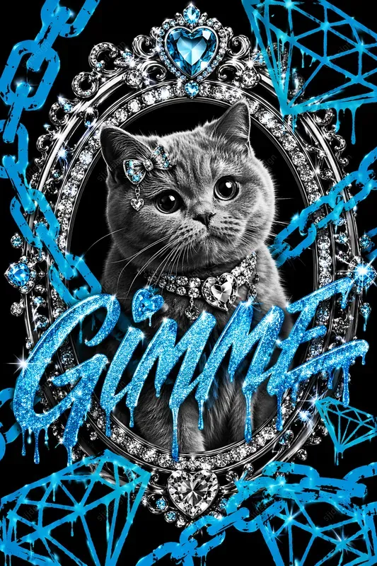 Y2k Chrome Glitter Pet Poster Art