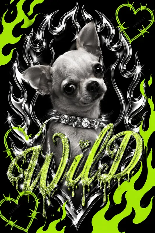 Y2k Chrome Glitter Pet Poster Art