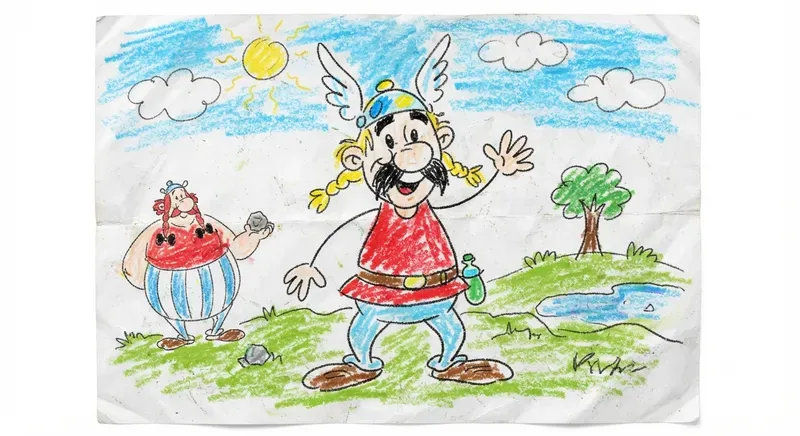 Kids Crayon Drawing Cartoon Characters