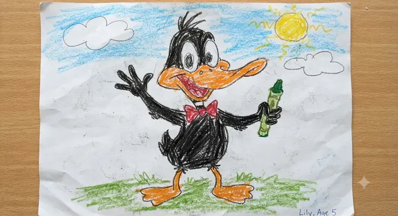 Kids Crayon Drawing Cartoon Characters