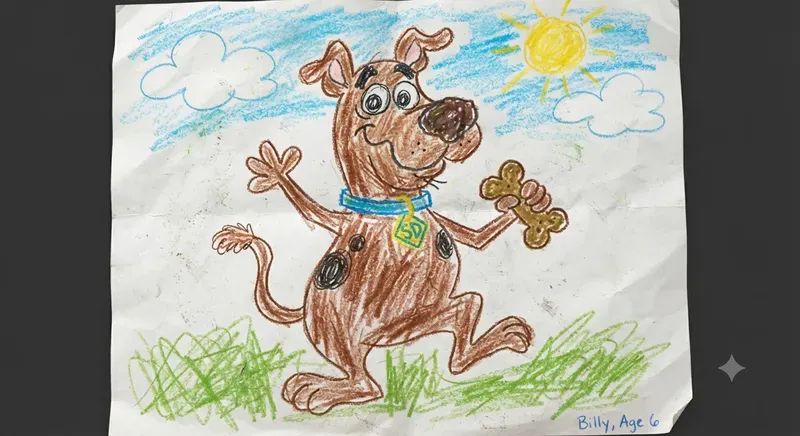 Kids Crayon Drawing Cartoon Characters