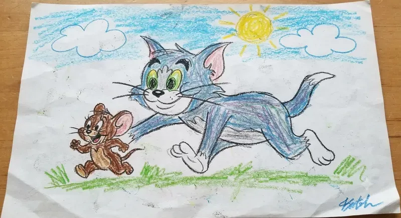 Kids Crayon Drawing Cartoon Characters