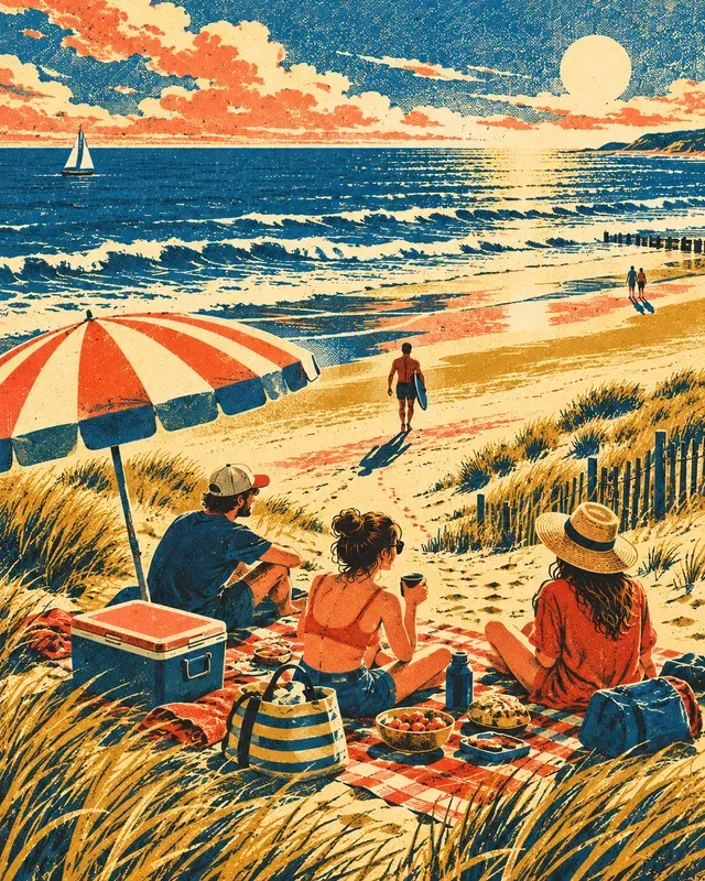 Retro Halftone Lifestyle Scenes