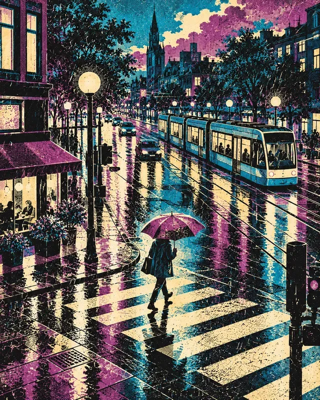 Retro Halftone Lifestyle Scenes