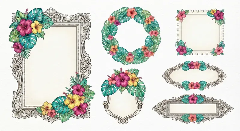 Floral Label Borders Sets