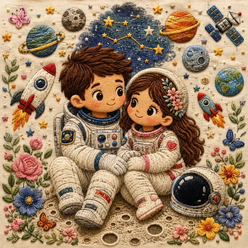 Whimsical Embroidery Character Art