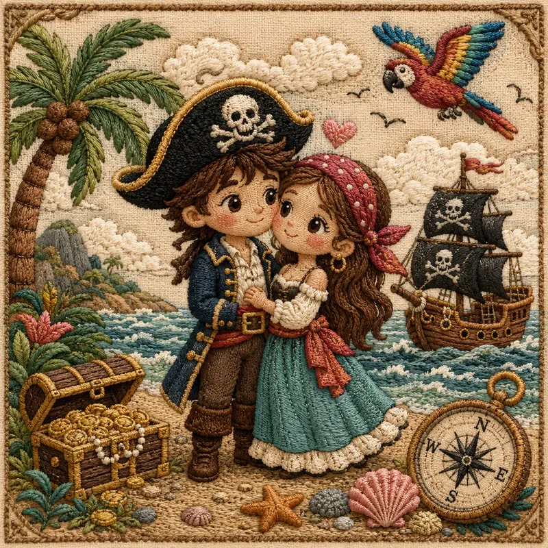 Whimsical Embroidery Character Art