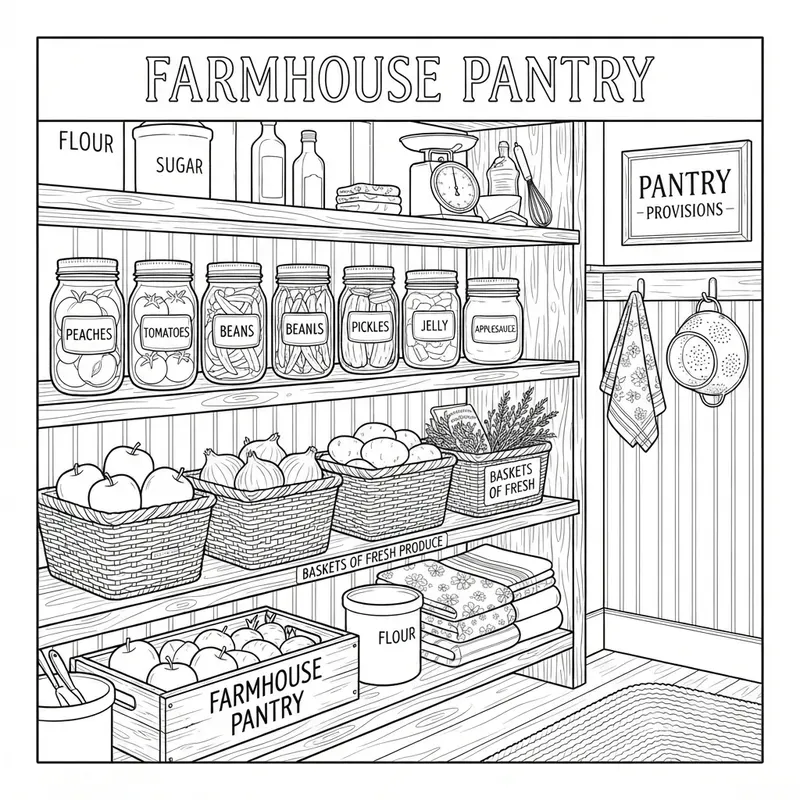 Cozy Kitchen Coloring Page Systems