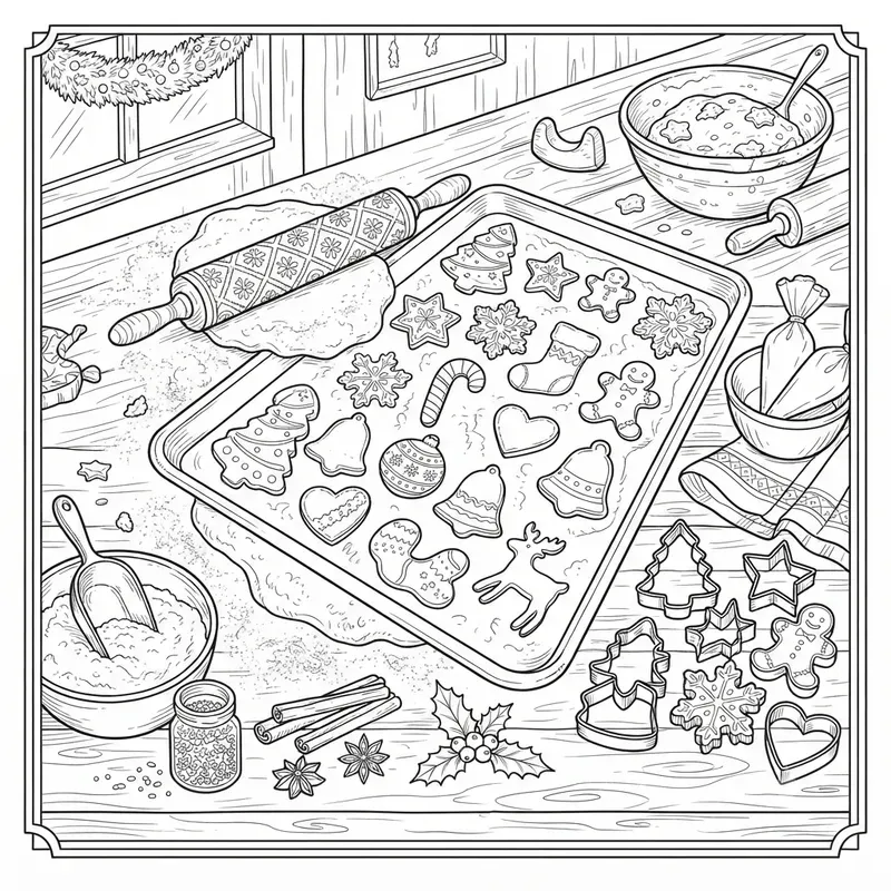 Cozy Kitchen Coloring Page Systems