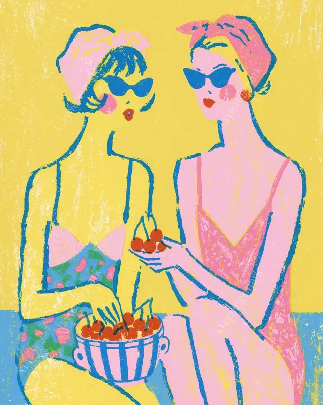 Retro Naive Italian Summer Scenes