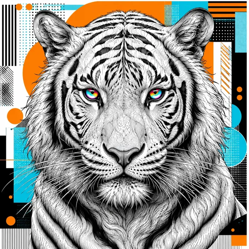 Modern Neon Lineart Animal Portraits