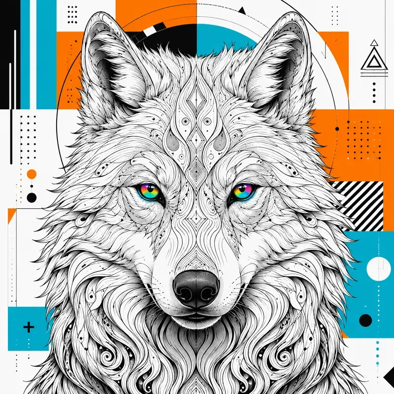 Modern Neon Lineart Animal Portraits