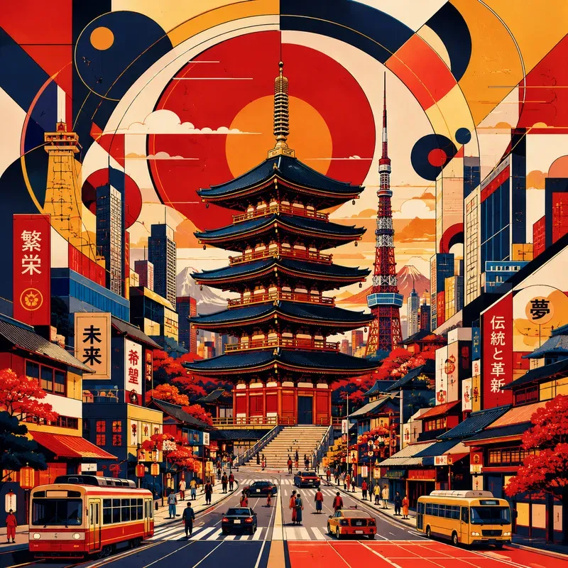 Bold Geometric Landmark Illustrations