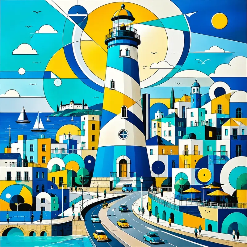 Bold Geometric Landmark Illustrations