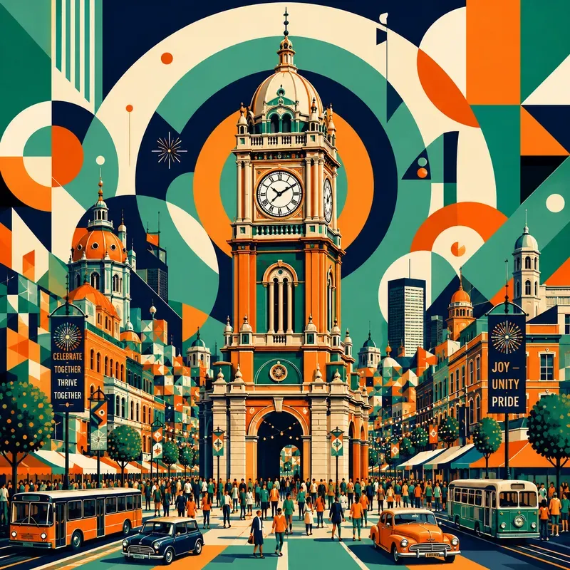 Bold Geometric Landmark Illustrations